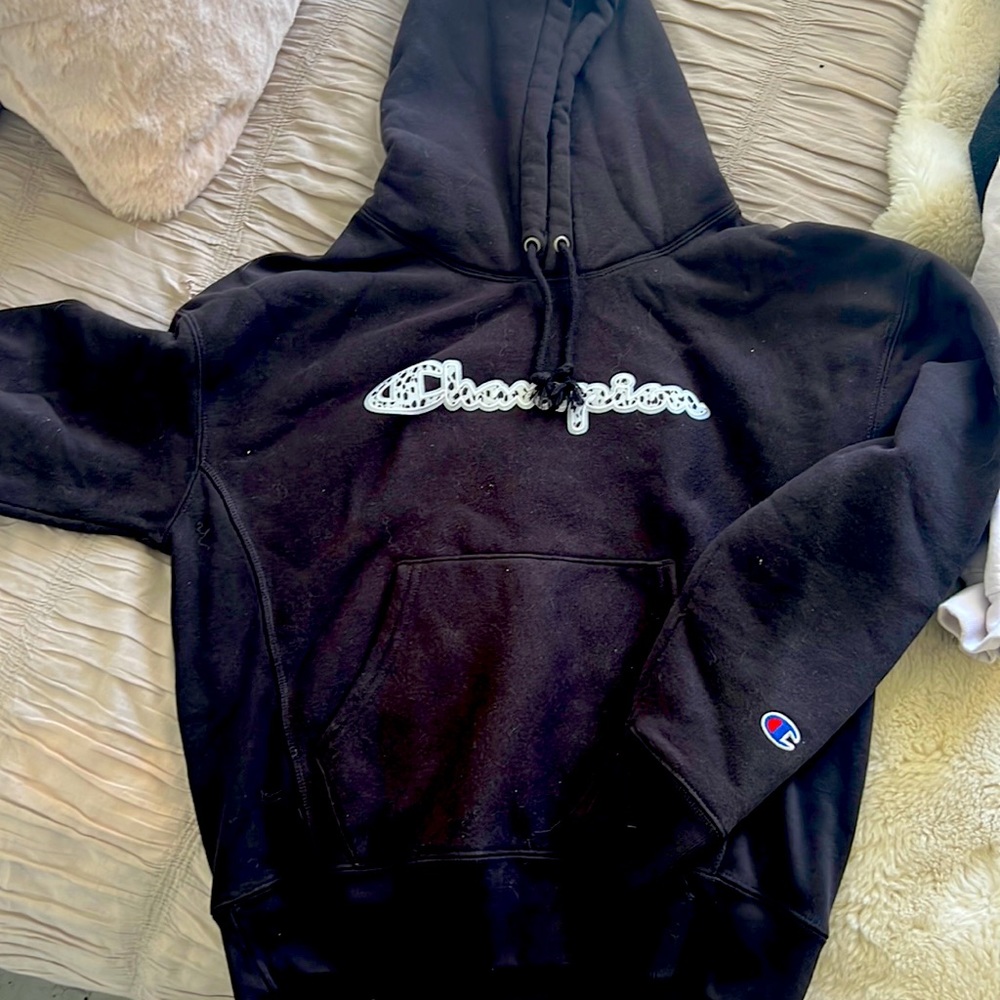 Black Champion hoodie with pouch worn once great condition